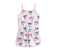 Disney Lilo & Stitch Girls Pink Striped Sleeveless Playsuit | Cute Stitch & Angel Cartoon Summer Outfit | Elasticated Waist, Pockets, Round Neck Casual Wear - 10-11 Years
