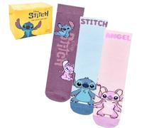 Disney Lilo & Stitch Girls Socks 3 Pack Angel Gift Box (9-12)