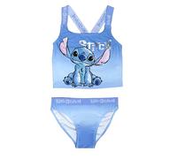 Disney Lilo & Stitch Girls Swimming Costume, 2 Piece Swimsuit, Kids Swimwear Featuring Stitch, Blue, Age 12-13 Years
