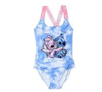 Disney Lilo & Stitch Girls Swimming Costume, One Piece Swimsuit, Kids Swimwear Featuring Stitch & Angel, Blue, Age 5-6 Years
