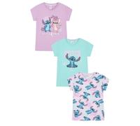 Disney Lilo & Stitch Girls T-Shirts 3 Pack Kids Multipack (10-11 Years) Purple