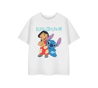 Disney Lilo & Stitch Girls White Short-Sleeved Graphic Tee | Kids T-Shirt | Stitch Character Print Movie Merchandise Top for Children & Teens