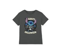 Disney Lilo & Stitch Happy Halloween Skeleton Kids T-Shirt, Charcoal in Grey | Size: 7-8 Years Lilo & Stitch Grey 7-8 Years