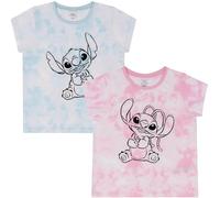 Disney Lilo & Stitch Including Angel 100% Cotton Tie Die Effect Girls T-Shirts - 2-Pack - 9-10 Years: 140cm