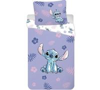 Disney Lilo & Stitch Junior Bed Linen Set, 100 x 135 cm Duvet Cover & 40 x 60 cm Pillowcase, 100% Cotton, Soft, Breathable Tropical Hibiscus & Stitch Design for Toddlers