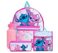 Disney Lilo & Stitch Kids Backpack 4 Piece School Set | Backpack, Lunch Box, Pencil Case & Water Bottle |Back to School Set