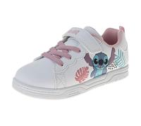 Disney Lilo & Stitch Lace Up Trainers Lightweight Breathable Stitch Shoes for Girls and Women Sizes 5-12 Toddler / 11-4 Kids / 5-10 Adults, white pink, 3 Big Kid