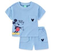 Disney Lilo & Stitch Mickey Mouse Boys Waffle Knit Short Sleeve Shirt and Short Set for Infant Toddler and Big Kids