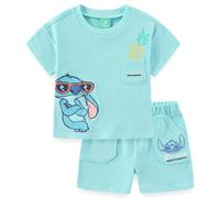 Disney Lilo & Stitch Mickey Mouse Boys Waffle Knit Short Sleeve Shirt and Short Set for Infant Toddler and Big Kids