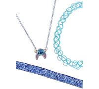 Disney Lilo & Stitch Necklace Trio 3-Piece Choker Set w/ 1 Stretch Necklace & 2 12"+3" Necklaces - Officially Licensed