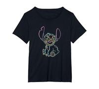 Disney Lilo & Stitch Neon Stitch Outline T-Shirt, Women's Plus, Black, 2X