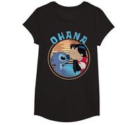 Disney Lilo & Stitch Ohana Circle Portrait T-Shirt, Girls, Black, Small