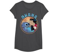 Disney Lilo & Stitch Ohana Circle Portrait T-Shirt, Girls, Dark Heather Grey, X-Small
