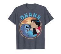 Disney Lilo & Stitch Ohana Circle Portrait T-Shirt, Men, Heather Blue, Small