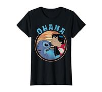 Disney Lilo & Stitch Ohana Circle Portrait T-Shirt, Women, Black, X-Small