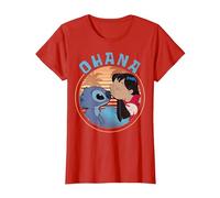 Disney Lilo & Stitch Ohana Circle Portrait T-Shirt, Women, Red, X-Small