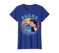 Disney Lilo & Stitch Ohana Circle Portrait T-Shirt, Women, Royal Blue, X-Small