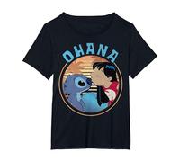 Disney Lilo & Stitch Ohana Circle Portrait T-Shirt, Women's Plus, Black, 2X