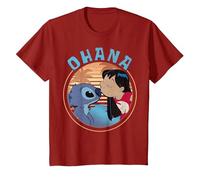 Disney Lilo & Stitch Ohana Circle Portrait T-Shirt, Youth, Cranberry Red, Medium