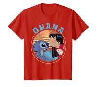 Disney Lilo & Stitch Ohana Circle Portrait T-Shirt, Youth, Red, X-Small