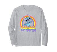 Disney Lilo & Stitch Ohana Rainbow Cute Logo Long Sleeve T-Shirt, Adult Unisex, Heather Grey, Small