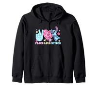 Disney Lilo & Stitch Peace Love Stitch Groovy Style Quote Zip Hoodie
