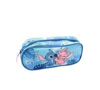 Disney Lilo & Stitch Pencil Case for Kids - Stitch & Angel Stationery Case with Tropical Design, Large Capacity Zip-Up Pouch 22 x 9.5 x 9 cm