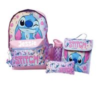 Disney Lilo & Stitch Personalised Backpack 5 Piece Lunch Bag Pencil Case Keyring (Lilo & Stitch Set)