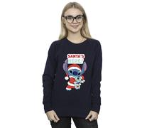 Disney Women's Lilo & Stitch Santa´s Here Sweatshirt in Navy | Size: Large Disney Navy L