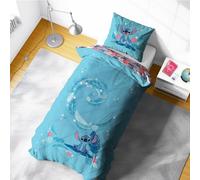 Disney Lilo & Stitch Single Duvet Cover | Tropical Hawaiian Design | Kids Bedding Set Includes Matching Pillowcase, 100% Polycotton, Blue & Pink, 200 x 135cm