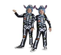 Disney Lilo & Stitch Skeleton Stitch Fancy Dress Jumpsuit for Kids, Officially Licensed, Perfect for Halloween, Features Fun Skeleton Stitch Design, for Ages 3-4, 4-6, 7-8 years