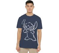 Disney LILO & Stitch Sketch Unisex T Shirt, Heather Navy, Large