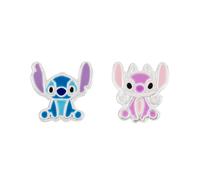 Disney Lilo & Stitch Sterling Silver Blue & Pink Enamel Stud Earrings