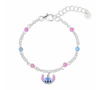 Disney Stitch Sterling Silver 925 Pink & Blue Stone Charm Adjustable Bracelet for Girls
