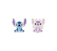 Disney Lilo & Stitch Sterling Silver Enamel Stamp Stud Earrings Blue & Pink