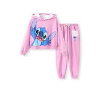 Disney Lilo & Stitch Toddler Girls' Outfit 2 Pieces Long Sleeve Hoodies and Trousers Girls Clothing Sets Pullover Tracksuit, Pink-Purple-1, 11-12 Jahre