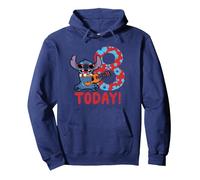 Disney Lilo & Stitch Tropical Birthday 8 Years Old Today Pullover Hoodie, Adult Unisex, Navy Blue, Small