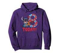 Disney Lilo & Stitch Tropical Birthday 8 Years Old Today Pullover Hoodie, Adult Unisex, Purple, Medium