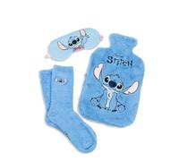 Disney Lilo & Stitch Unisex Blue Hot Water Bottle with Eye Mask & Socks | Fluffy Material for Warmth, Relaxation & Sleep | Cozy Loungewear Essentials | Disney Merch