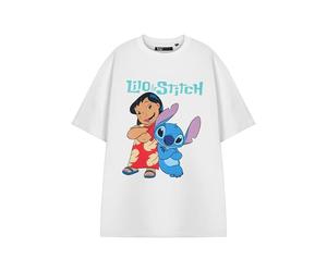 Disney Lilo & Stitch Women's Graphic Tee in White | Classic Cartoon Characters Crew Neck T-Shirt | Plain Short Sleeve Top for Casual Wear | Women's Lilo & Stitch Apparel