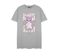 Disney Lilo & Stitch Womens Grey Short Sleeve Nightdress | Stitch Always Sleepy Angel Graphic Tee | Casual Loungewear Theme Sleepwear