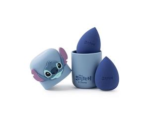 Disney Lilo & Stitch Womens Makeup Sponge Set | Ladies Beauty Sponges Set of 2 with Character Print Storage Case in Blue | Beauty Face Blenders with Stitch Logo & Makeup Box | Movie Merchandise Gift