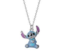 Disney Lilo & Stitch Womens Sterling Silver Necklace - 3D Pendants Stitch Necklaces with 18-inch Chain Jewelry for Women, Sterling Silver, not-applicable, Blue, Silver