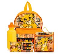 Disney Lion King 4 Piece Backpack School Set for Kids | Includes Lunch Bag, Water Bottle, Pencil Case | Boys Girls Backpack with Kangaroo Pocket | Back to School Set Ages 3-7 Years