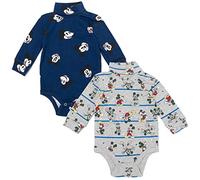 Disney Lion King Mickey Mouse Simba Baby 2 Pack Turtleneck Bodysuits for Newborn and Toddler, gray, 3-6 Months
