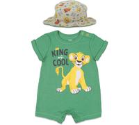 Disney Lion King Simba Newborn Baby Boys Romper and Bucket Sun Hat Green 3-6 Months