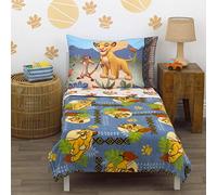 Disney Lion King - Totally Tribal - 4Piece Toddler Bed Set - Coral Fleece Toddler Blanket, Fitted Bottom Sheet, Flat Top Sheet, Standard Size Pillowcase, Blue, Green, Brown, Brown Gold