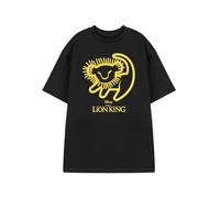 Disney Lion King Unisex Black Short-Sleeved Graphic Tee | Crew Neck Cotton T-Shirt | Simba Outline Print | Casual Animated Movie Apparel