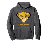 Disney Lion King Young Simba Face Pullover Hoodie, Adult Unisex, Dark Heather Grey, X-Large