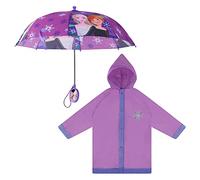 Disney Little Girls Frozen or Minnie Mouse Slicker and Umbrella Rainwear Set